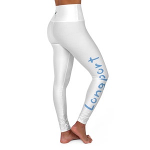 Longport NJ High Waisted Yoga Leggings (AOP) with Smiley Water Tank logo