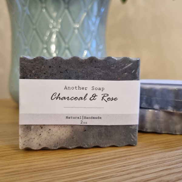 Charcoal Rose Soap, Goat Milk, Handmade, Activated Charcoal, Kaolin Clay, Natural Soap, Cleansing Bar, Daily Soap, Essential Oil Soap