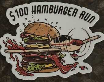 Hamburger Run Flying Sticker