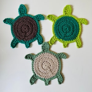 Turtle Coaster Crochet Pattern, PDF Pattern in English, Easy No-sew Pattern, Summer Decor, Turtle Applique, Cute Trendy Animal Coaster