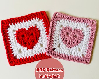 Heart Grandma Square Häkelanleitung: Easy Valentinstags-Motiv (PDF Download)