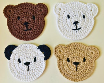 Bear Coaster Crochet Pattern: Beginner-Friendly Animal Applique (PDF Instant Download)