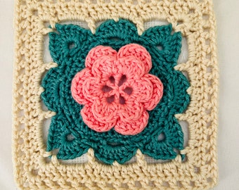 Rose Willow Granny Square Crochet Pattern: Flower Motif for Bags, Blankets, or Garments (PDF Instant Download)