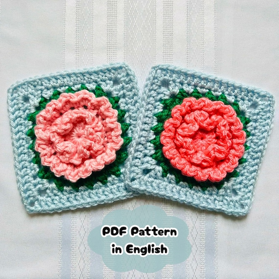 Carnation Granny Square Crochet Pattern: Easy Flower Motif for