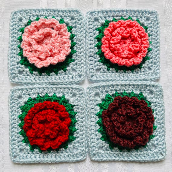 Carnation Granny Square Crochet Pattern: Easy Flower Motif for