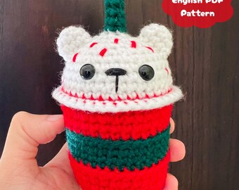 Peppermint Mocha Bear: Easy Low-sew Amigurumi Crochet Pattern (PDF Instant Download)