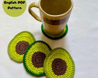 Avocado Coaster Crochet Pattern: Easy Fruit Applique, Home Decor (PDF Instant Download)