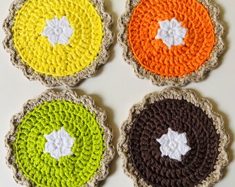 Crochet Pie Coaster Pattern: Easy No-Sew Fall Applique, Home Decor (English PDF Download)