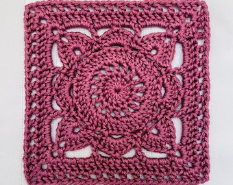 Willow Granny Square Crochet Pattern, PDF Instant Download, Easy Crochet Motif, Blanket Motif, Bag Motif, Floral Granny Square Pattern