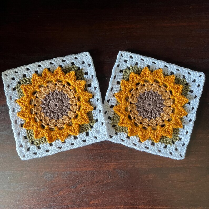 3D Sunflower Granny Square Crochet Pattern, PDF Pattern in English ...