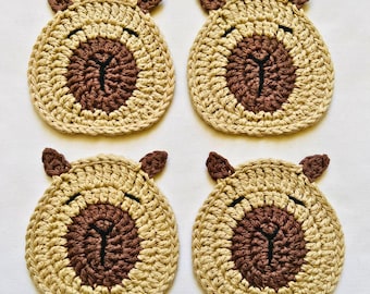 Capybara Coaster Crochet Pattern: Easy No-Sew Animal Applique (PDF Instant Download)
