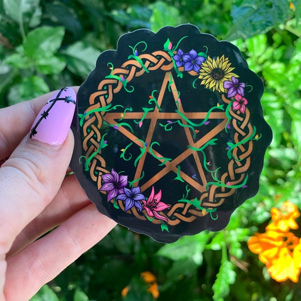 Flowery Pentagram Sticker