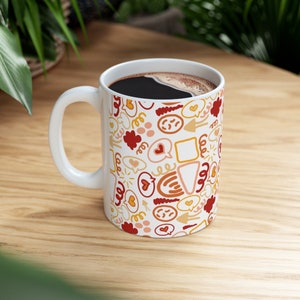 Pizza-Liebhaber-Gekritzel-Kunst-Keramik-Becher 11oz