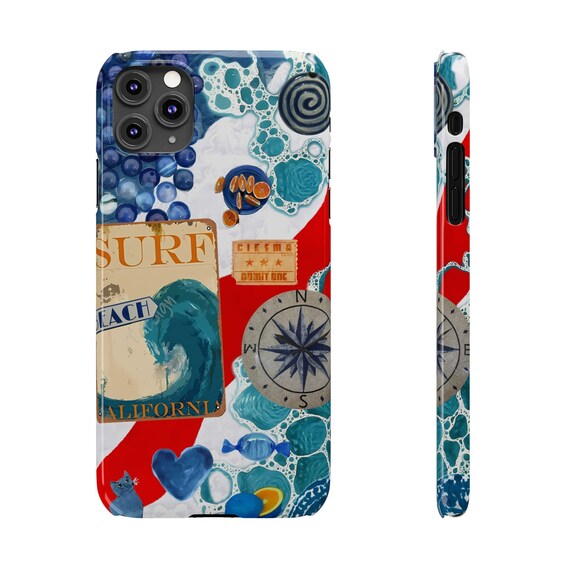 Vintage Surf and Beach Collage iPhone Case Red, White, Blue