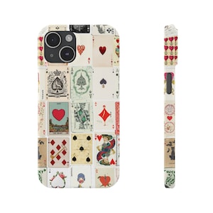 iPhone-Hülle mit Vintage-Spielkarten-Collage – Luxus-Designer-Scrapbook-Handyhülle – individuelle iPhone-Hülle, trendiger Charme, elegante coole Handyhülle
