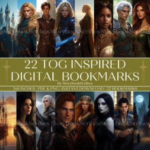 22 Throne of Glass Inspired Digital Bookmarks | Instant Download PNG & PDF | Aesthetic Fantasy Bookmarks for Book Lovers | TOG Gifts