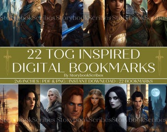 22 Throne of Glass Inspired Digital Bookmarks | Instant Download PNG & PDF | Aesthetic Fantasy Bookmarks for Book Lovers | TOG Gifts