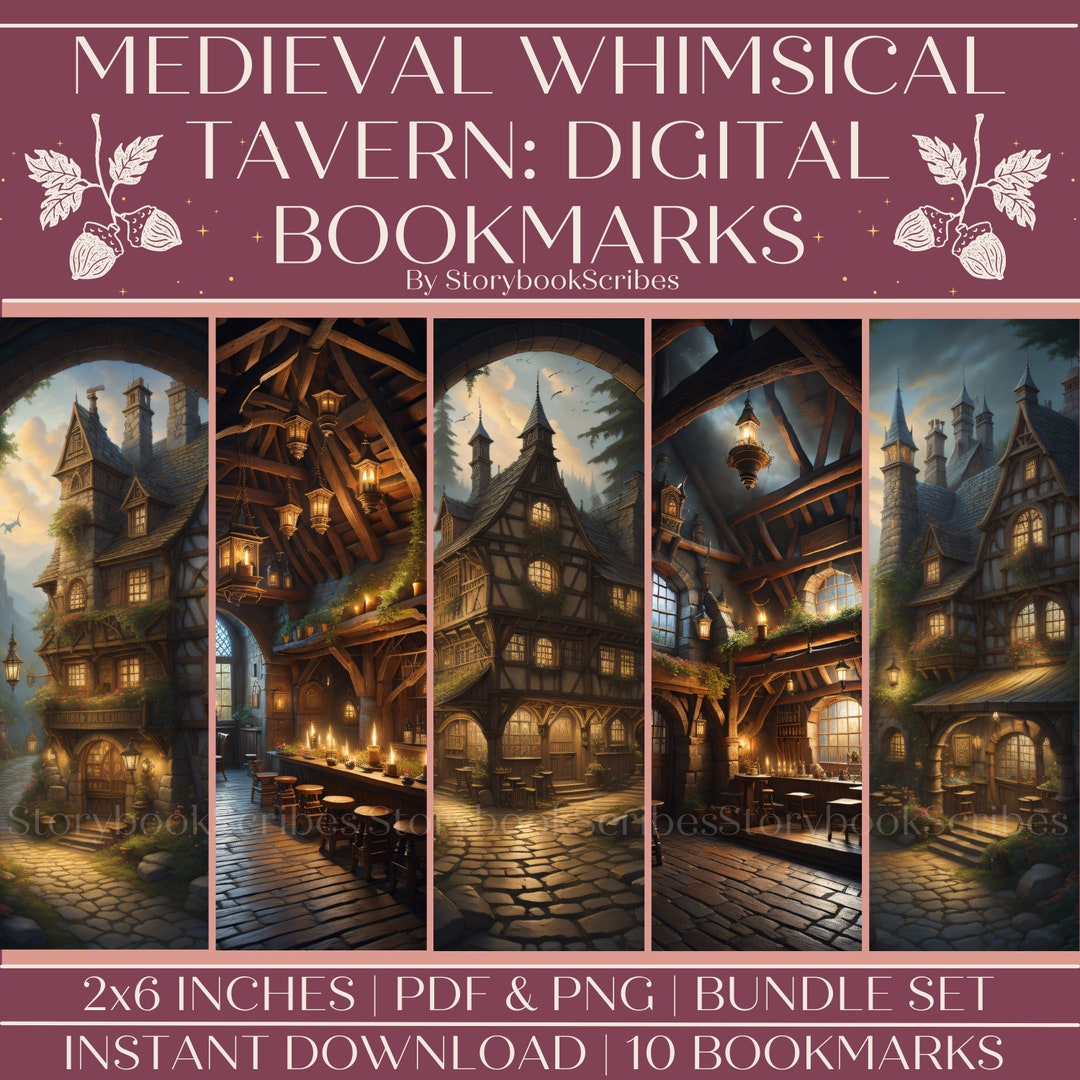 10 Medieval Tavern Digital Bookmarks | Instant Download | Printable PNG ...
