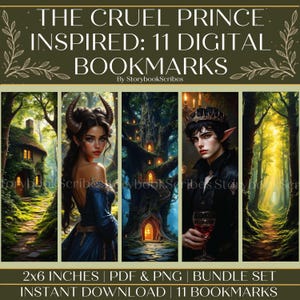 11 The Cruel Prince Inspired Printable Bookmarks | Instant Download PNG & PDF | Aesthetic Fae Fantasy Bookmark | Cute Booktok Gift Ideas