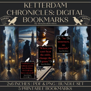5 Ketterdam Inspired Digital Bookmarks | Instant Download | PNG & PDF | Print and Cut | Fantasy Book Lover Gifts | Reading Accessories
