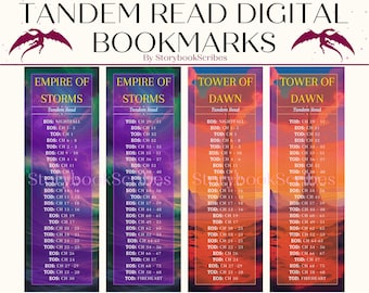 8 Throne of Glass Tandem Read Printable Bookmarks | Aesthetic Fantasy Bookmarks  Unique Gift for Book Lovers | Romantasy Reading Accessories