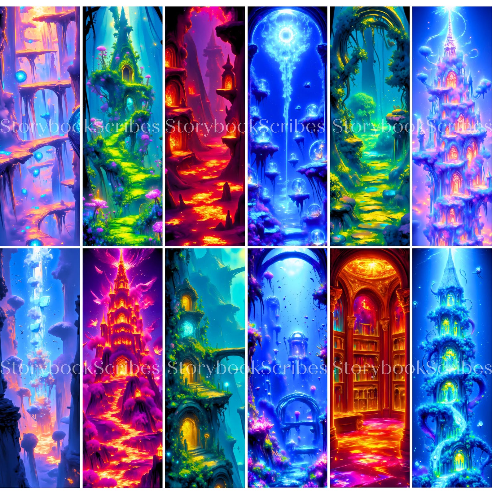 12 Elemental Fantasy Landscape Printable Bookmarks | Instant Download ...