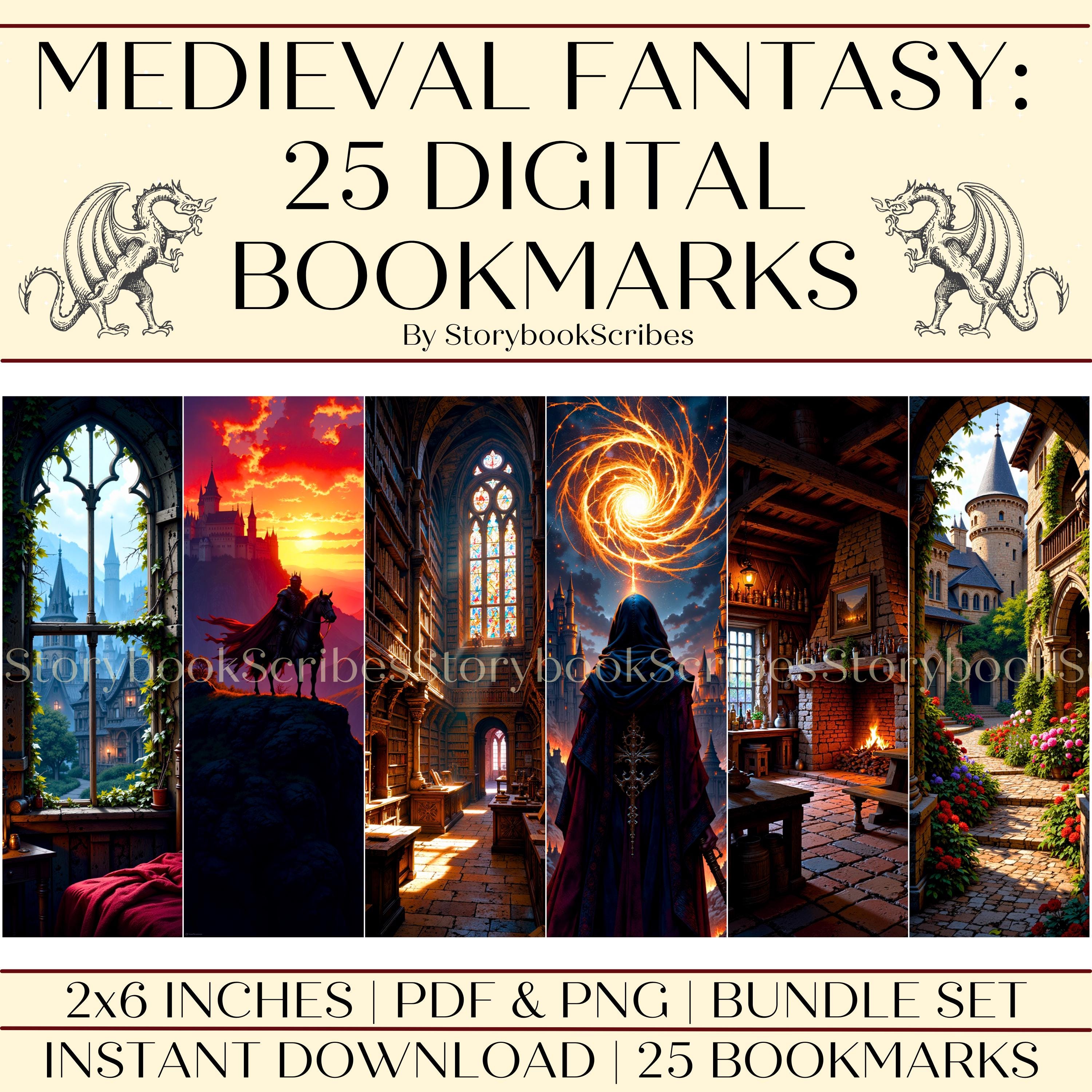 25 Medieval Fantasy Printable Bookmarks | Instant Download PNG PDF ...