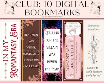 10 Romantasy Book Club Printable Bookmarks | Instant Download PDF PNG | Romantasy Book Lover Gift | Cute Bookmark | Romance Booktok Gifts