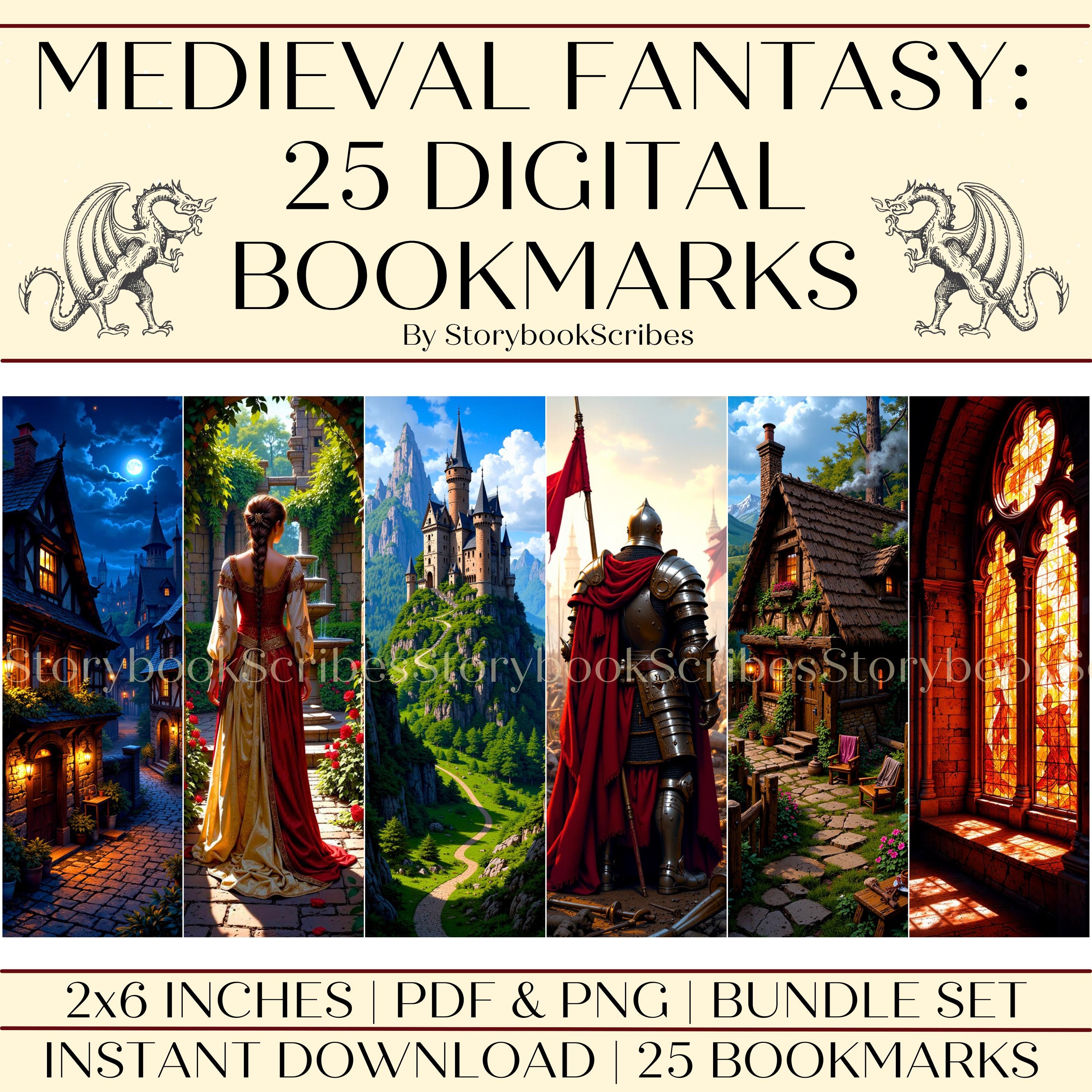 25 Medieval Fantasy Printable Bookmarks | Instant Download PNG PDF ...