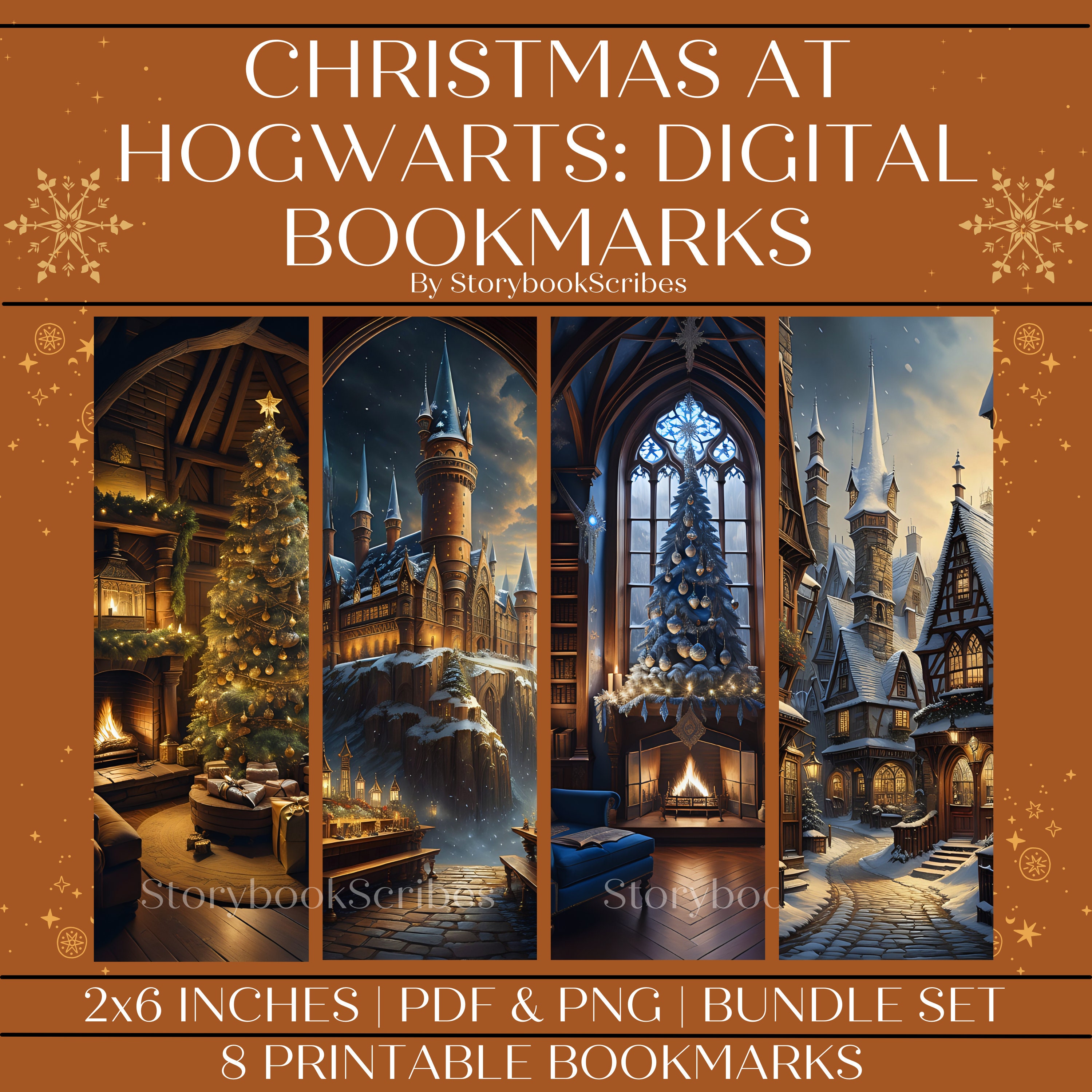 8 Christmas at Hogwarts Printable Bookmarks Digital Download PNG &amp; PDF ...