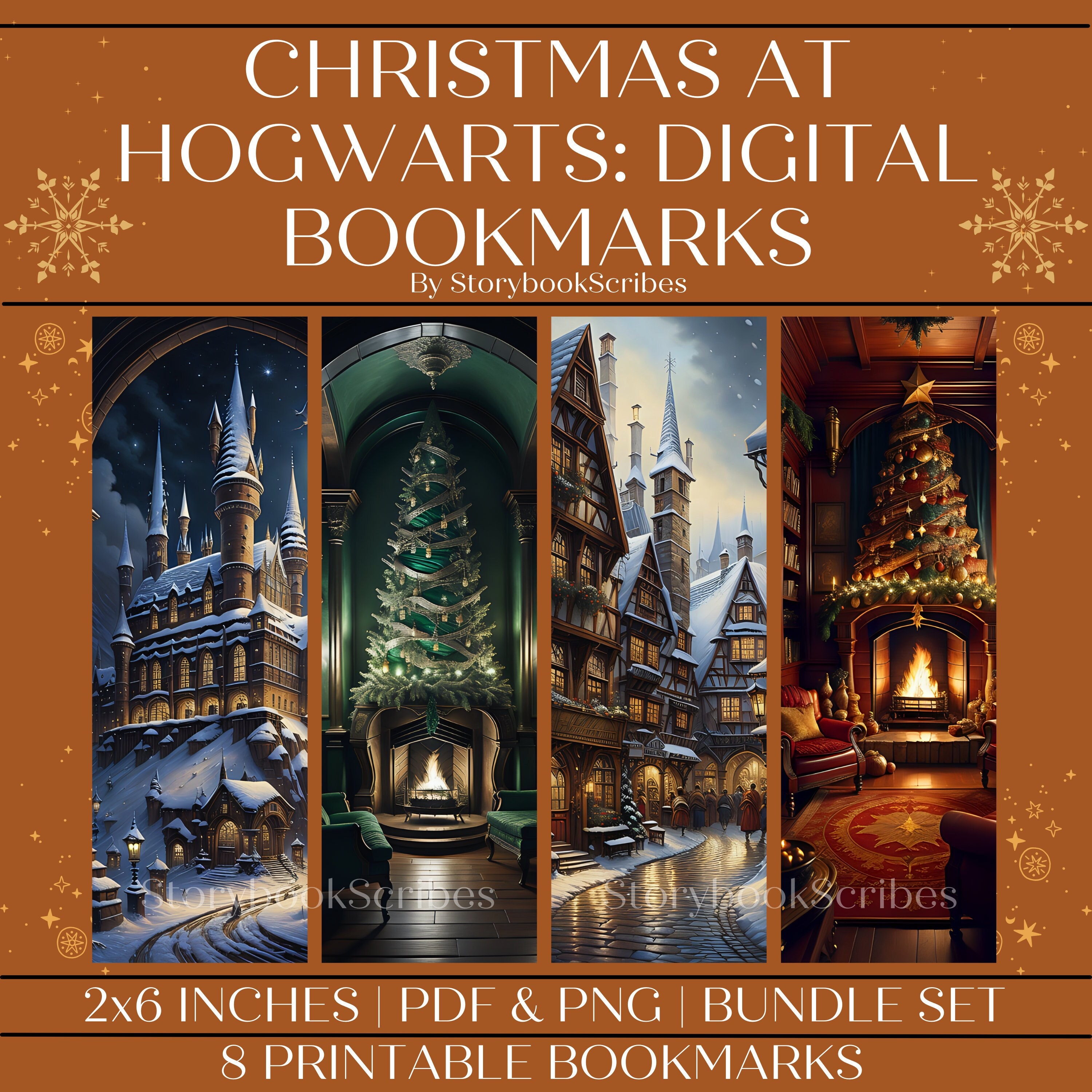 8 Christmas at Hogwarts Printable Bookmarks Digital Download PNG & PDF ...