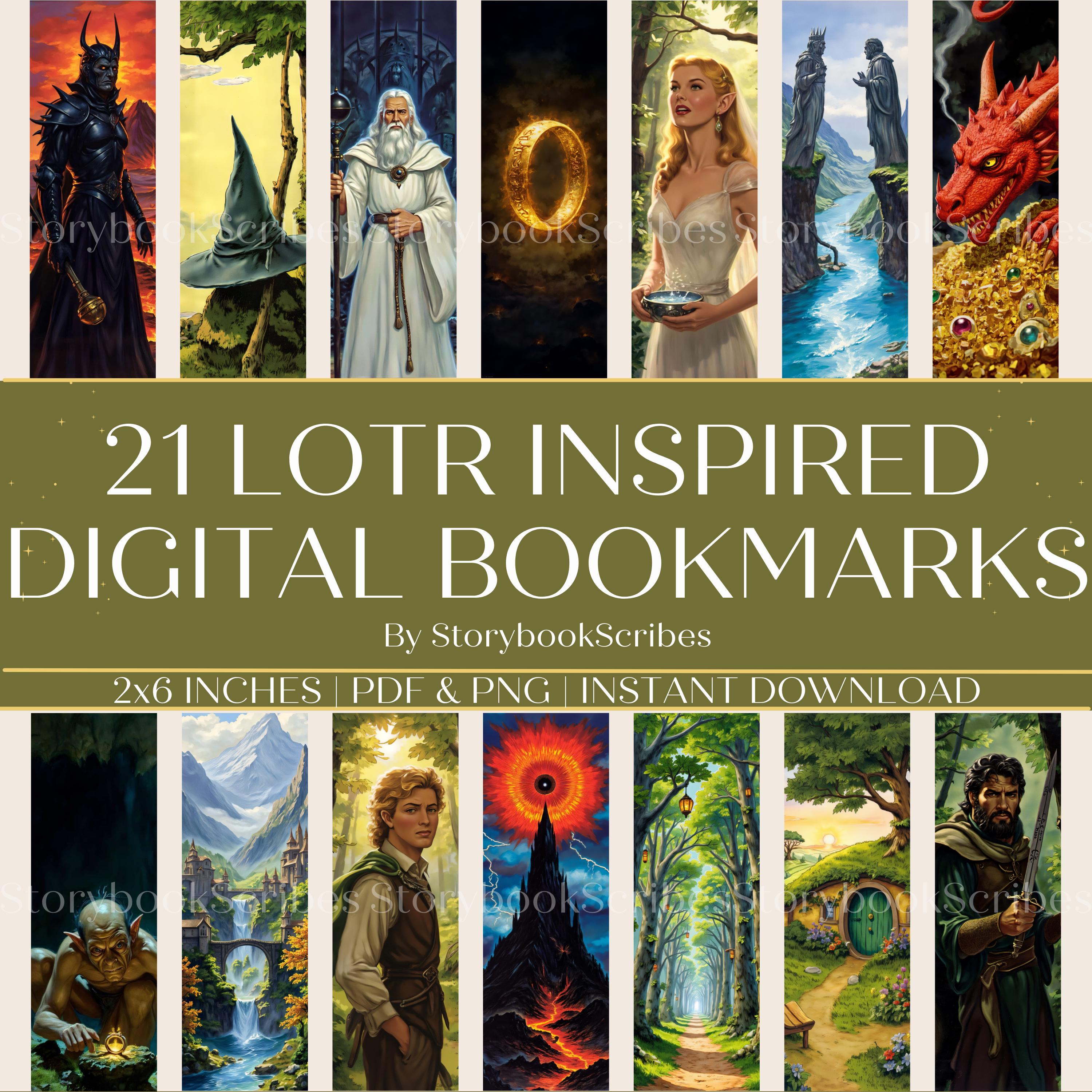 21 LOTR Inspired Printable Bookmarks Instant Download PNG &amp; PDF ...