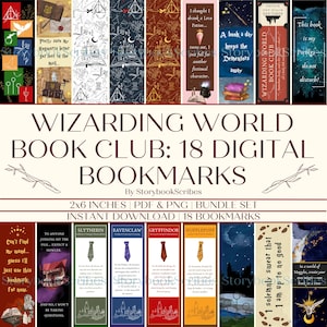18 druckbare Lesezeichen vom Wizarding World Book Club | Sofortiger Download PNG PDF | Fantasy Lesezeichen BookTok Geschenk | Lese Accessoires