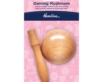 Hemline H231 Traditional Wooden Mushroom Darner For Darning Socks -Hemline