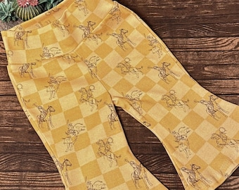 Cowgirl Rodeo Riders Baby Bell Bottoms: Soft Organic Knit, Various Inseam Lengths