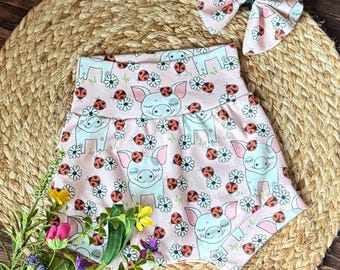 Culocitos de bebé niña con estampado de cerdito: Algodón orgánico