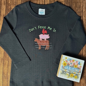 Embroidered Farm Animal Bodysuit or Shirt: Long or Short Sleeve