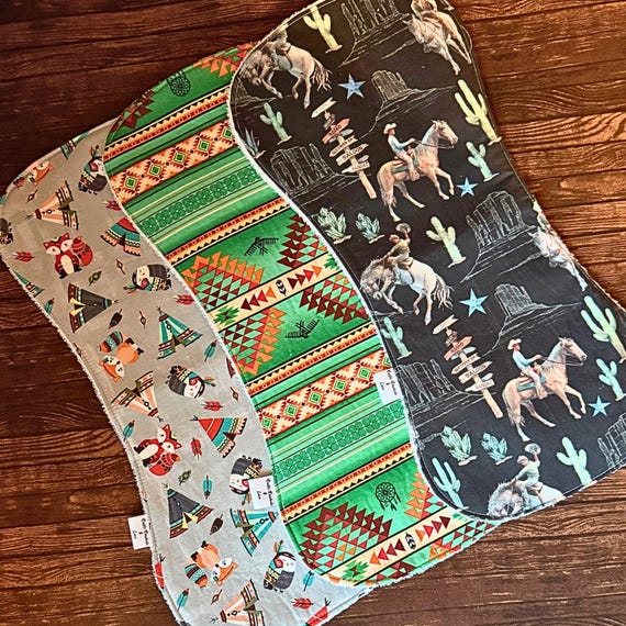 Western Baby Burp Cloth Set: 3-Layer Absorbency