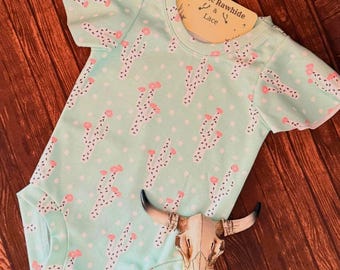Baby Girl Cactus Flutter Sleeve Bodysuit: Organic Cotton