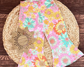 Floral Peace Out Baby Bell Bottoms: Organic Cotton