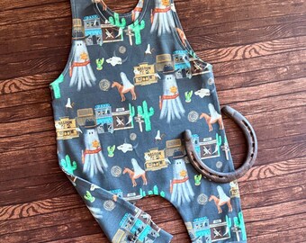 Halloween Ghost Town Baby Romper: Optional Inseam Lengths
