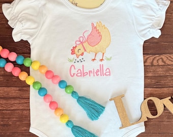 Girl's Chicken Bodysuit, Ruffle Bottom Shirt, or Puff Sleeve Shirt