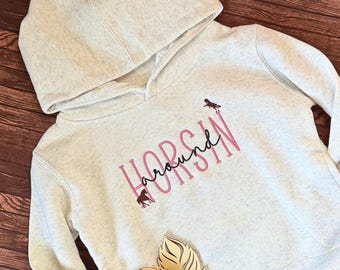 Toddler Girl's Horsin' Around Embroidered Hooded Sweatshirt