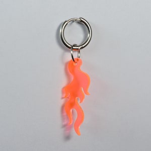Örhängen med flamma, orange akrylörhängen, unikt festivaltillbehör, färgglada festörhängen, rave-smycken, present till henne