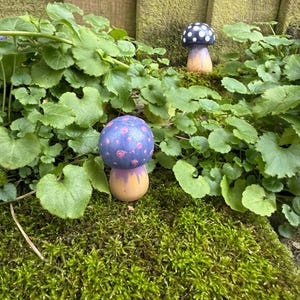 Purple Mushroom with Pink Dots Fairy Cottage Core