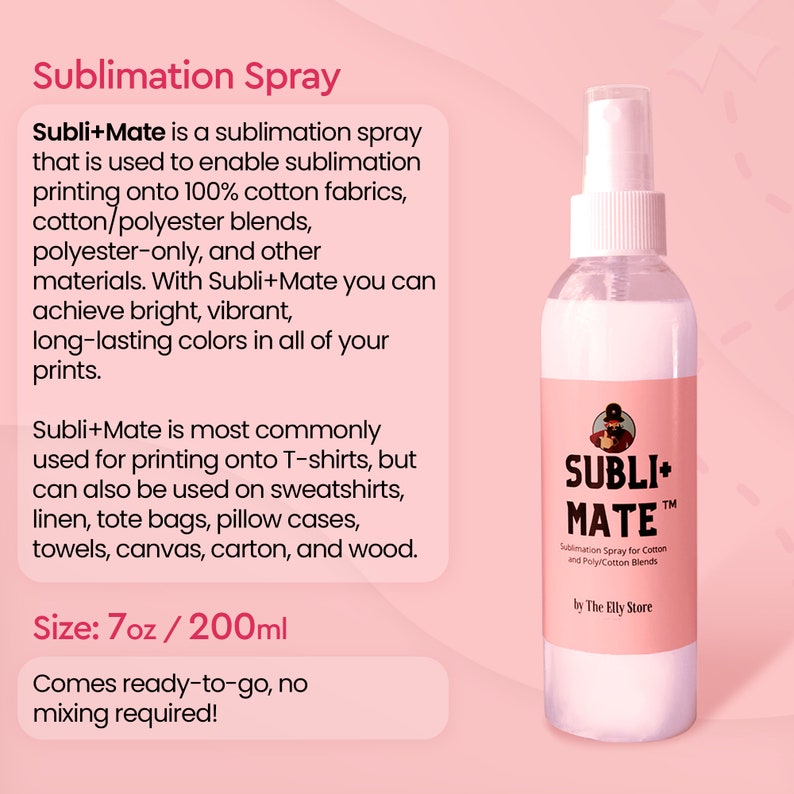 Sublimation Spray for Cotton and Cotton/polyester Blends 7oz Perfect