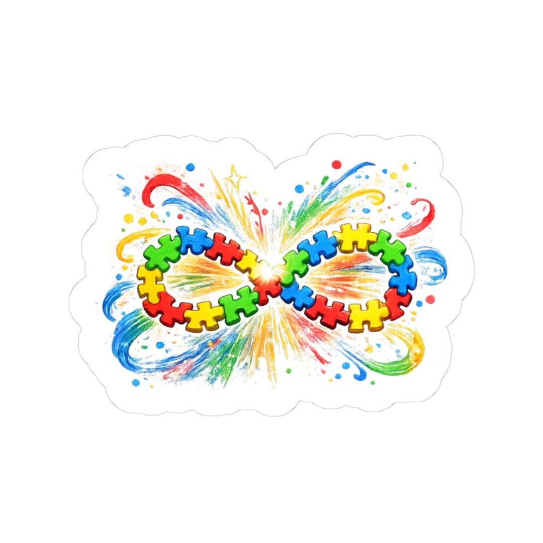 Autism Puzzle Infinity Sticker | Kiss-cut Sticker, Rainbow Awareness ...