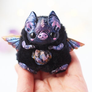 creepy bat doll collectible black plush ooak bat toy, fantastic hand painted toy