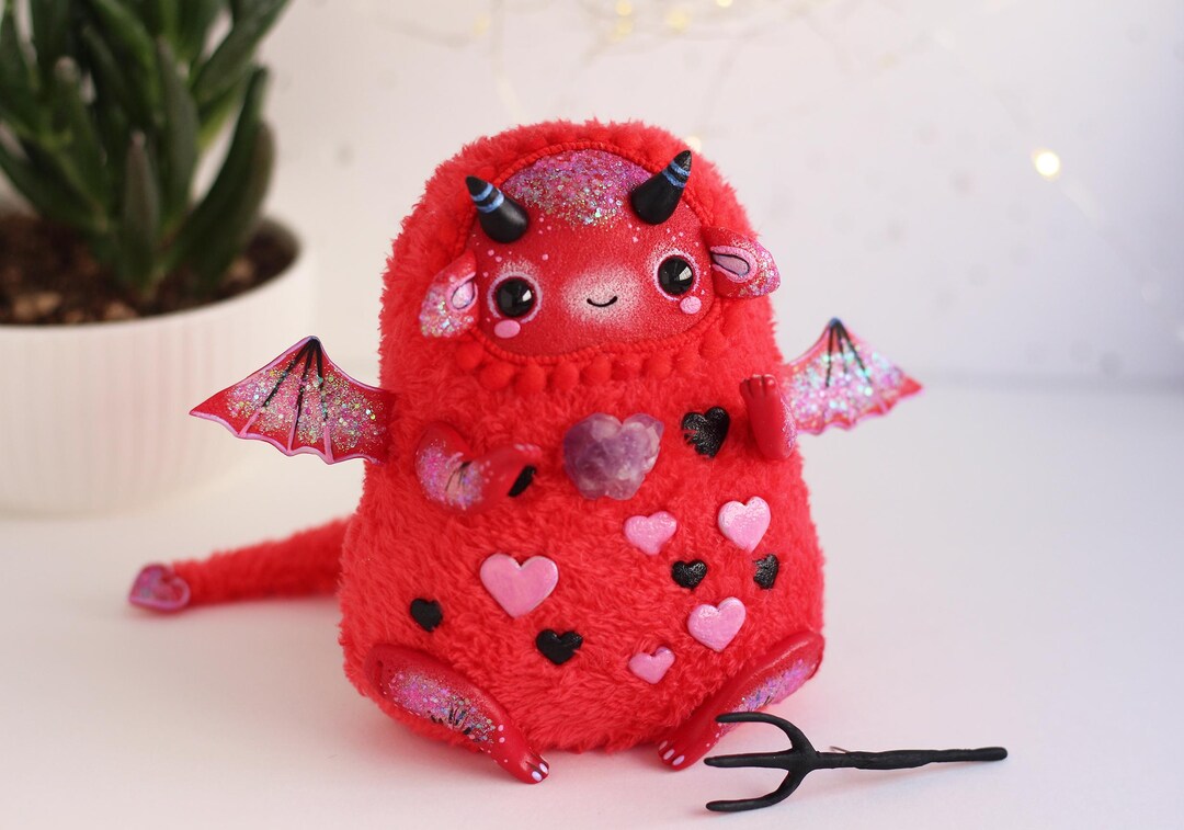 Demon Ragdoll Ooak Creepy Doll Demon, Red Cute Devil Toy , Collectible Art Little ...