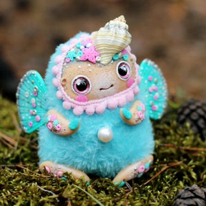 art doll fairy sea , cute plush ooak fantasy toy, little elf for a gift